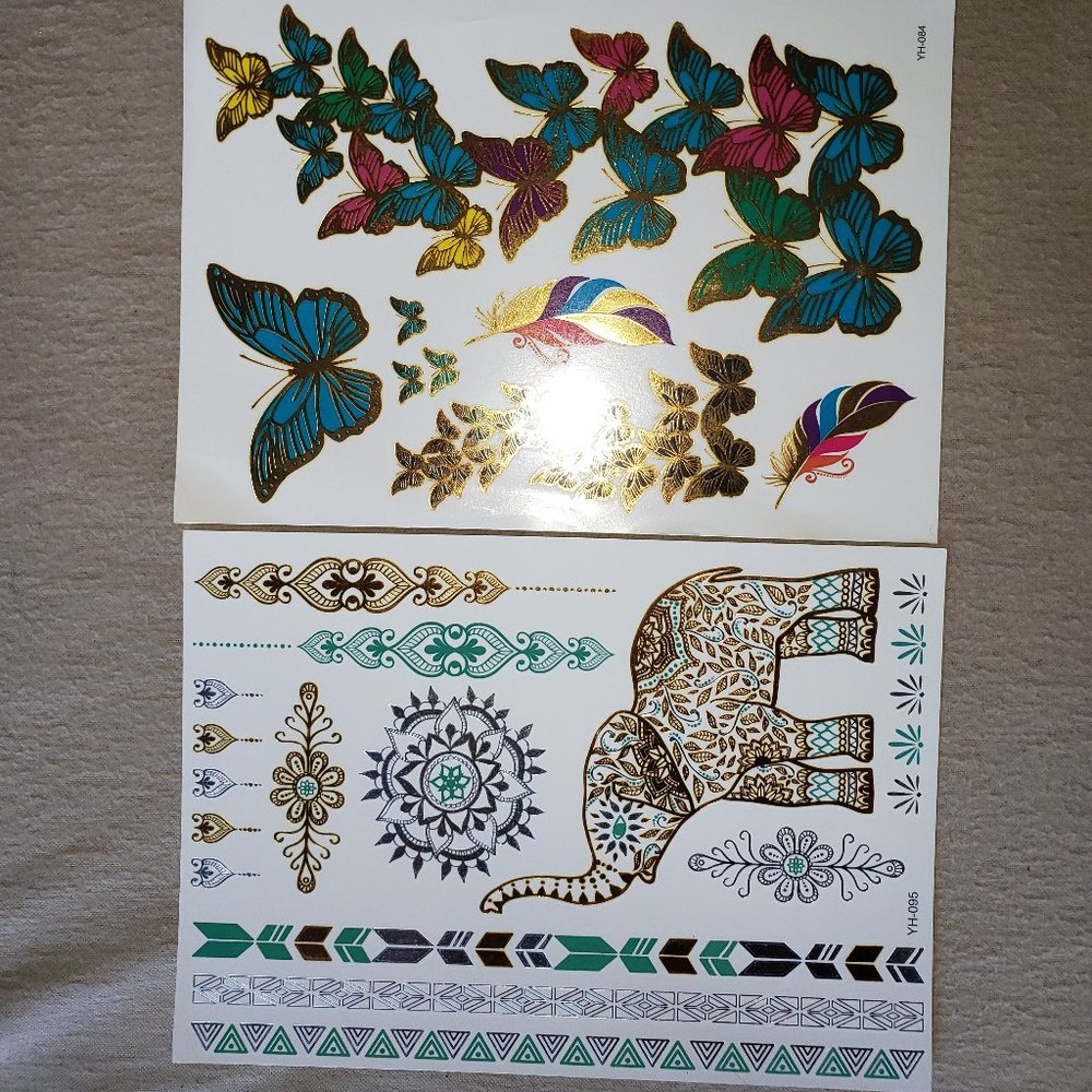3 sheets Golden Silver Temporary Tattoo - Picture 3 of 15
